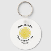 ベビーキッズ1stバースデーレモンスライス名前を追加する日付m キーホルダー (裏面)