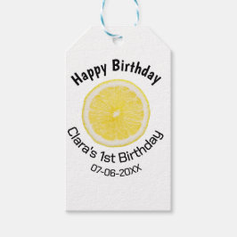 ベビーキッズ1stバースデーレモンスライス名前を追加する日付m ギフトタグ