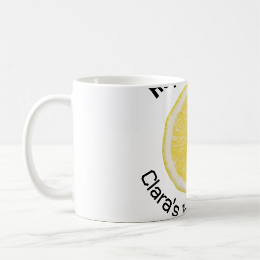 ベビーキッズ1stバースデーレモンスライス名前を追加する日付m コーヒーマグカップ (左)