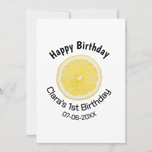 ベビーキッズ1stバースデーレモンスライス名前を追加する日付m シーズンカード (正面)