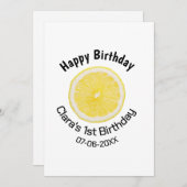 ベビーキッズ1stバースデーレモンスライス名前を追加する日付m シーズンカード (正面/裏面)