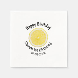 ベビーキッズ1stバースデーレモンスライス名前を追加する日付m スタンダードカクテルナプキン
