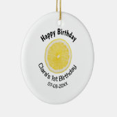 ベビーキッズ1stバースデーレモンスライス名前を追加する日付m セラミックオーナメント (右)