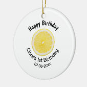 ベビーキッズ1stバースデーレモンスライス名前を追加する日付m セラミックオーナメント (左)