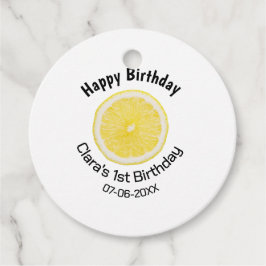 ベビーキッズ1stバースデーレモンスライス名前を追加する日付m フェイバータグ