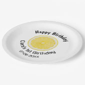 ベビーキッズ1stバースデーレモンスライス名前を追加する日付m ペーパープレート (アングル)