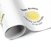 ベビーキッズ1stバースデーレモンスライス名前を追加する日付m ラッピングペーパー (ロールコーナー)