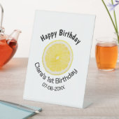 ベビーキッズ1stバースデーレモンスライス名前を追加する日付m 台座サイン (インサイチュ)