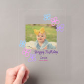 ベビーキッズ1st誕生日の追加name date追加フォト アクリル招待状 (インサイチュ (ポータブル))
