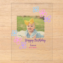 ベビーキッズ1st誕生日の追加name date追加フォト アクリル招待状