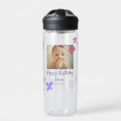 ベビーキッズ1st誕生日の追加name date追加フォト ウォーターボトル (正面)