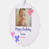 ベビーキッズ1st誕生日の追加name date追加フォト オーナメントカード (左)