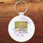 ベビーキッズ1st誕生日の追加name date追加フォト キーホルダー (裏面)