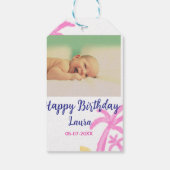 ベビーキッズ1st誕生日の追加name date追加フォト ギフトタグ (裏面)