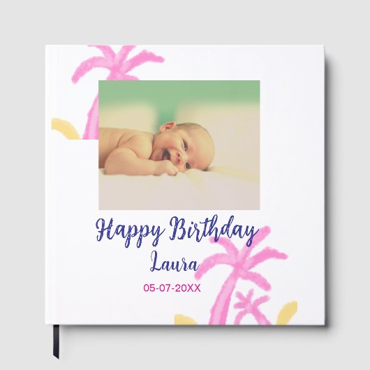ベビーキッズ1st誕生日の追加name date追加フォト ゲストブック (正面)