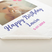 ベビーキッズ1st誕生日の追加name date追加フォト シェルパブランケット (3/4)