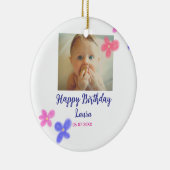 ベビーキッズ1st誕生日の追加name date追加フォト セラミックオーナメント (右)
