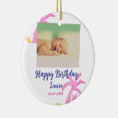 ベビーキッズ1st誕生日の追加name date追加フォト セラミックオーナメント (右)