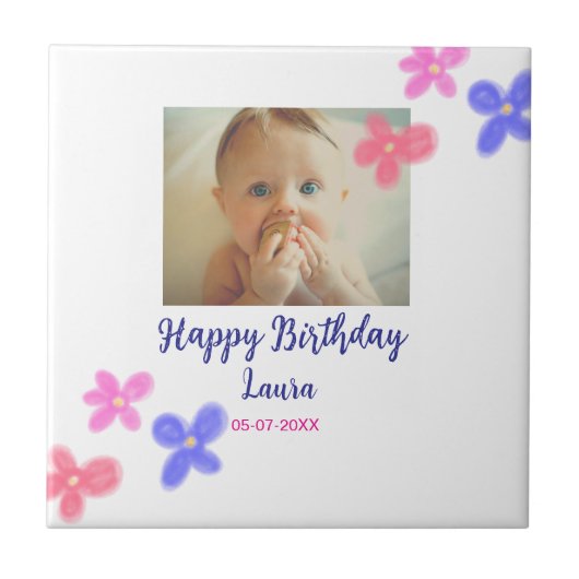 ベビーキッズ1st誕生日の追加name date追加フォト タイル (正面)