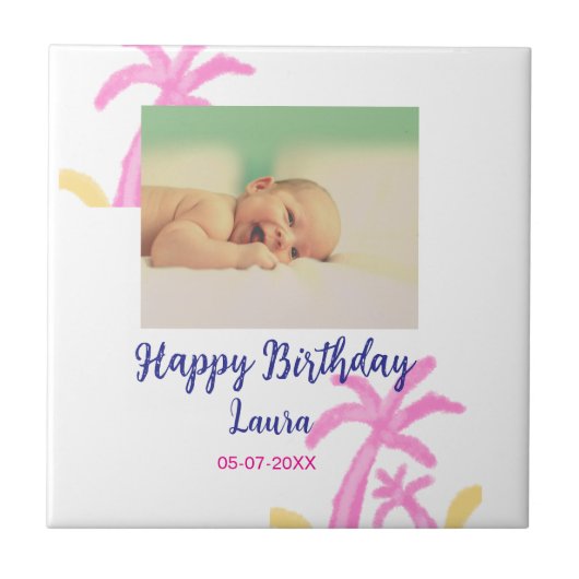 ベビーキッズ1st誕生日の追加name date追加フォト タイル (正面)