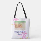 ベビーキッズ1st誕生日の追加name date追加フォト トートバッグ (裏面)