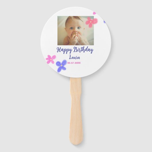 ベビーキッズ1st誕生日の追加name date追加フォト ハンドファン (正面)