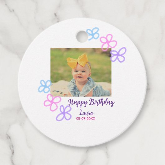 ベビーキッズ1st誕生日の追加name date追加フォト フェイバータグ (正面)