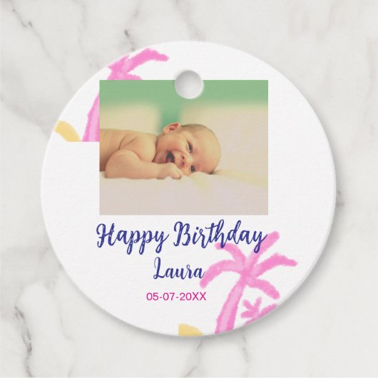 ベビーキッズ1st誕生日の追加name date追加フォト フェイバータグ (正面)