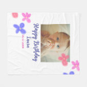 ベビーキッズ1st誕生日の追加name date追加フォト フリースブランケット (正面(横))