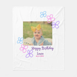ベビーキッズ1st誕生日の追加name date追加フォト フリースブランケット