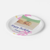 ベビーキッズ1st誕生日の追加name date追加フォト ペーパープレート (アングル)