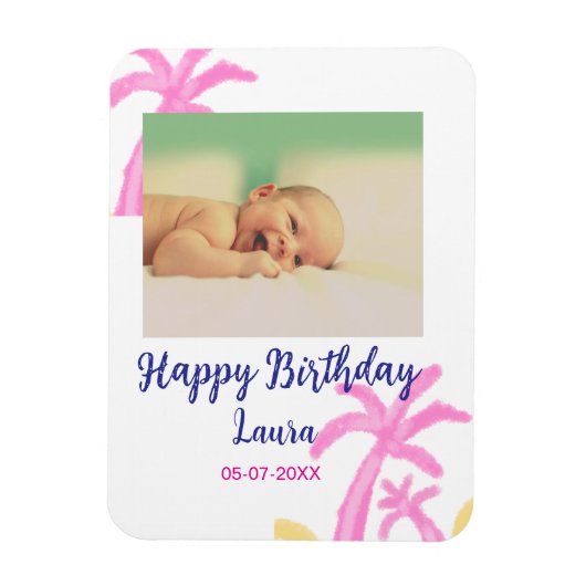 ベビーキッズ1st誕生日の追加name date追加フォト マグネット (縦)
