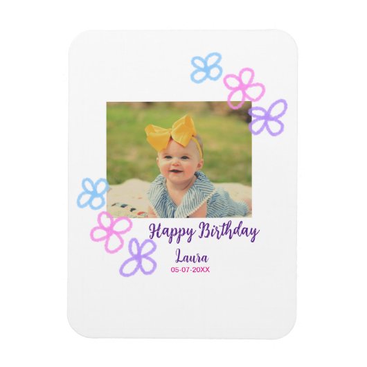 ベビーキッズ1st誕生日の追加name date追加フォト マグネット (縦)