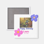 ベビーキッズ1st誕生日の追加name date追加フォト マグネット (正面/裏面)