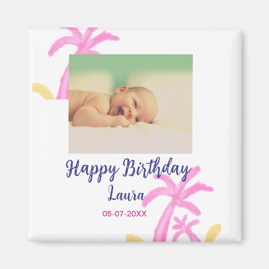 ベビーキッズ1st誕生日の追加name date追加フォト マグネット (正面)