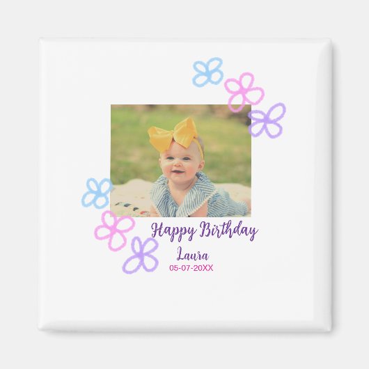 ベビーキッズ1st誕生日の追加name date追加フォト マグネット (正面)