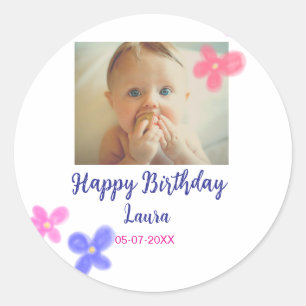 ベビーキッズ1st誕生日の追加name date追加フォト ラウンドシール