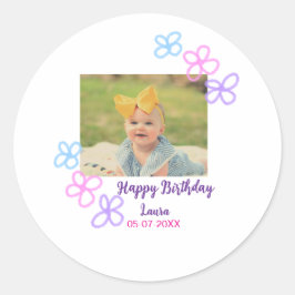 ベビーキッズ1st誕生日の追加name date追加フォト ラウンドシール