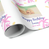 ベビーキッズ1st誕生日の追加name date追加フォト ラッピングペーパー (ロールコーナー)