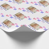 ベビーキッズ1st誕生日の追加name date追加フォト ラッピングペーパー (角)