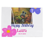 ベビーキッズ1st誕生日の追加name date追加フォト ラージペーパーバッグ (裏面)