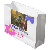 ベビーキッズ1st誕生日の追加name date追加フォト ラージペーパーバッグ (正面アングル)