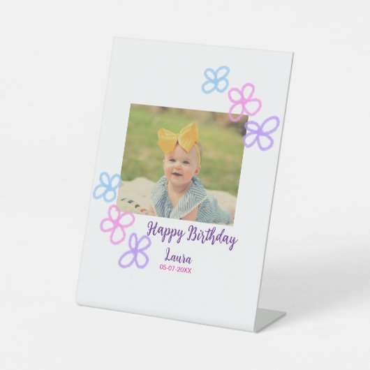 ベビーキッズ1st誕生日の追加name date追加フォト 台座サイン (正面)