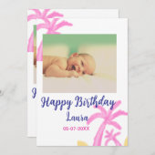 ベビーキッズ1st誕生日の追加name date追加フォト 招待状 (正面/裏面)