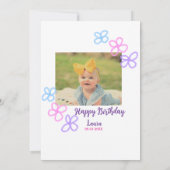 ベビーキッズ1st誕生日の追加name date追加フォト 招待状 (裏面)