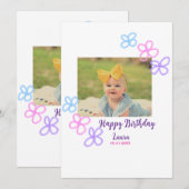 ベビーキッズ1st誕生日の追加name date追加フォト 招待状 (正面/裏面)