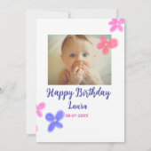 ベビーキッズ1st誕生日の追加name date追加フォト 招待状 (裏面)