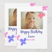 ベビーキッズ1st誕生日の追加name date追加フォト 招待状 (正面/裏面)