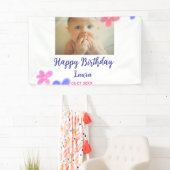 ベビーキッズ1st誕生日の追加name date追加フォト 横断幕 (インサイチュ)