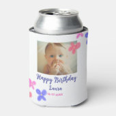 ベビーキッズ1st誕生日の追加name date追加フォト 缶クーラー (缶正面)